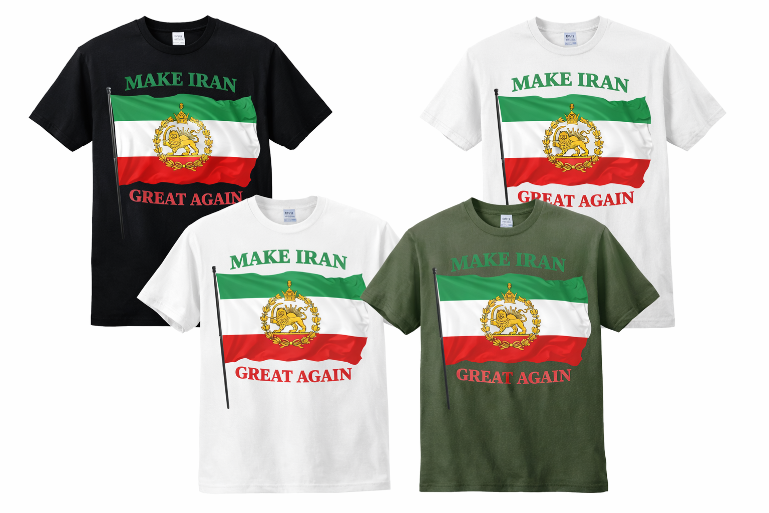 Make Iran Great Again T-Shirt – Lion & Sun Persian Flag Design - Image 3