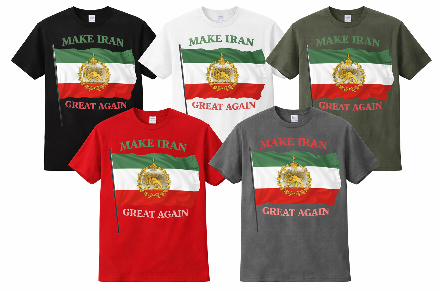 Make Iran Great Again T-Shirt – Lion & Sun Persian Flag Design - Image 2
